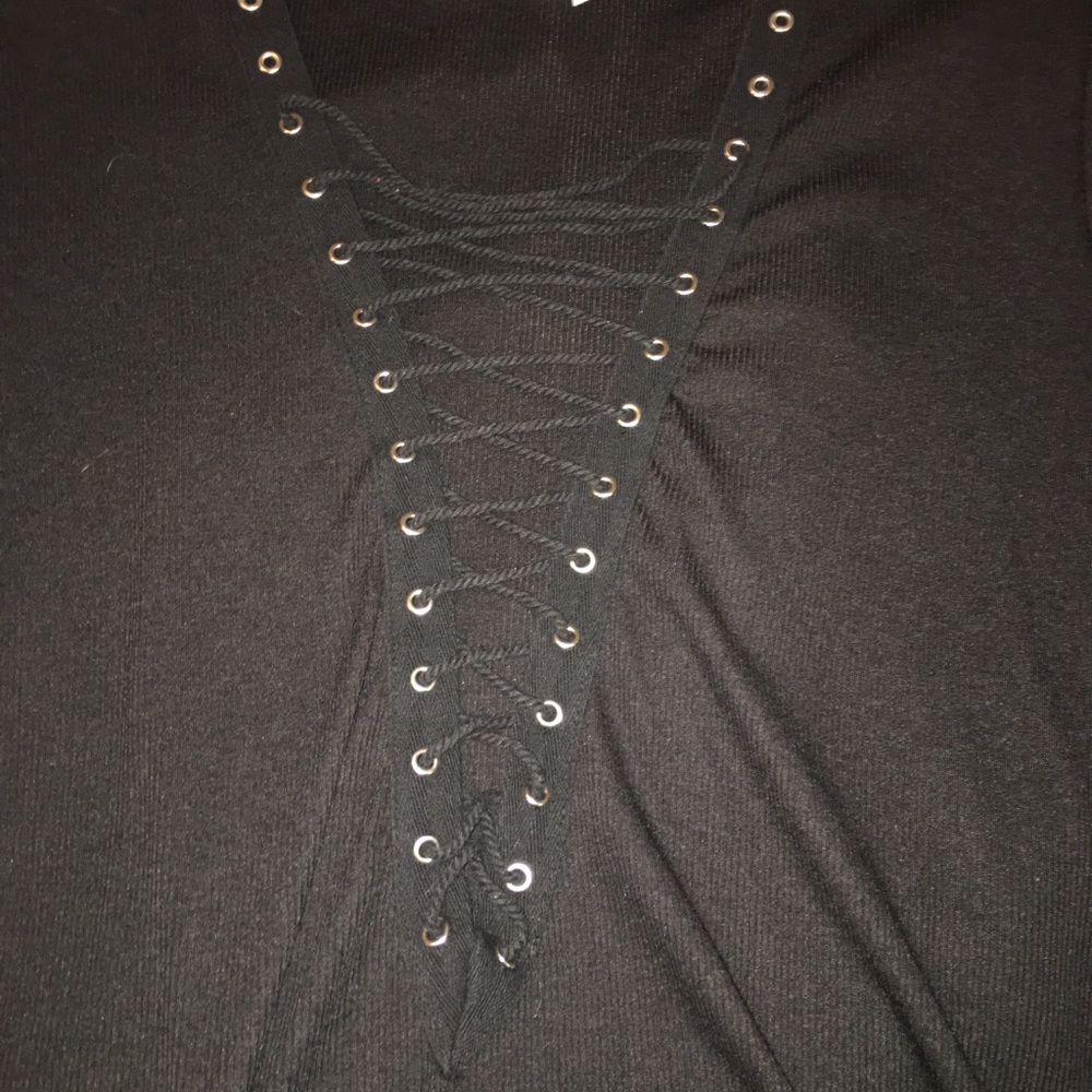 Black tie up short sleeve